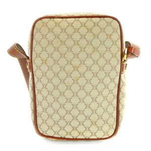 CELINE ショルダーバッグ マカダム柄 キャンバス レザー ベージュ 