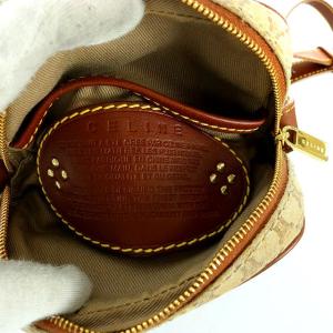 CELINE ショルダーバッグ マカダム柄 キャンバス レザー ベージュ 