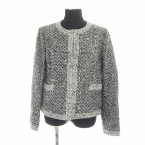 Leilian セットアップ 上下 スーツ ツイード ノーカラージャケット 総裏地 タイトスカート ミモレ丈 11 ブラック ホワイト