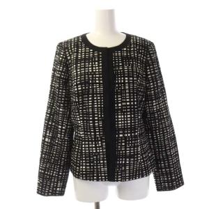 Leilian セットアップ ノーカラージャケット 総裏地 フレアスカート 11 ブラック ホワイト