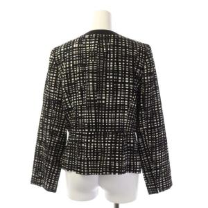 Leilian セットアップ ノーカラージャケット 総裏地 フレアスカート 11 ブラック ホワイト