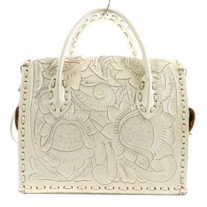 CARVING TRIBES MAESTRA カービングバッグ レザー 総柄 ホワイト