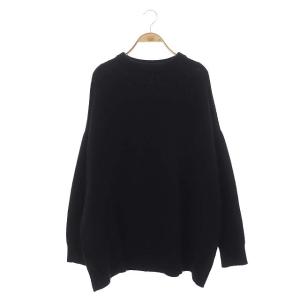 20AW ウールカシミヤ ワイドクルーネックプルオーバー ニット セーター 長袖 ブラック