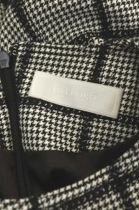 CELFORD ステッチフィッシュテールワンピース ロング チェック 36 ブラック ホワイト