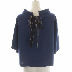 ADORE セットアップ ボウタイプルオーバーブラウス ワイドパンツ 38 ネイビー