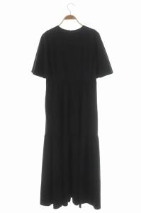 ADORE ストレッチフレアワンピース Vネック 七分袖 ロング 38 ブラック