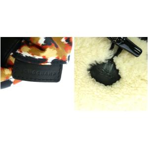 Longchamp トートバッグ リバーシブル ボア 総柄 ホワイト ブラウン