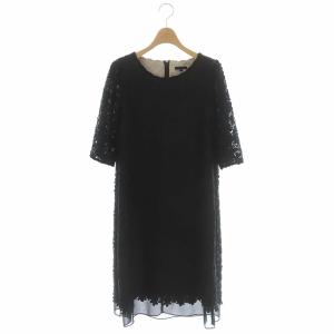 チュールフラワーレースワンピース 40 ブラック
