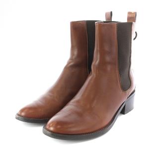 ショートブーツ シューズ サイドゴア ヒール レザー 7.5B 24.5cm ブラウン