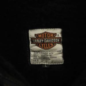 HARLEY DAVIDSON ムートン ライダースジャケット バックロゴ刺繍 レザー 羊毛皮 裏シープボア L  ブラック