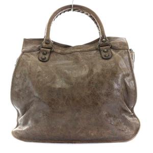 BALENCIAGA ザ ミッドアフタヌーン トートバッグ ハンド レザー 茶