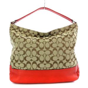 COACH ハンドバッグ ワンハンドル ショルダーバッグ 2way シグネチャー ベージュ レッド F23279
