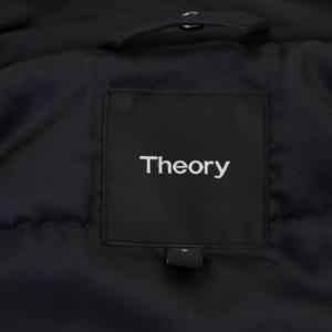 Theory ベルトデザインダウンコート ミドル丈 アウター フード フェイクファー S ネイビー