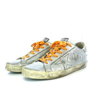 GOLDEN GOOSE スニーカー ローカット スターモチーフ レザー 38 シルバー