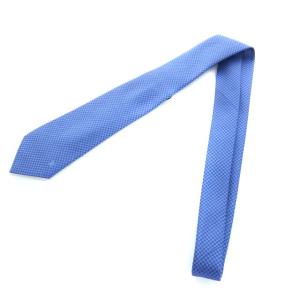 LOUIS VUITTON ネクタイ レギュラータイ シルク ギンガムチェック LV刺繍 ブルー