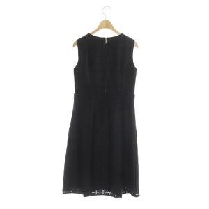 EPOCA チェック柄ノースリーブワンピース ロング 38 ブラック