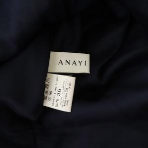 ANAYI 総柄ジャガードノースリーブワンピース ロング 36 ネイビー