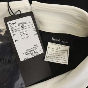 René basic 19年製 2wayストレッチワンピース つけ襟付き 34 ダークネイビー 6916420