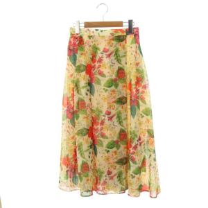 プリーツスカート ボタニカルプリント ロング 36 マルチカラー