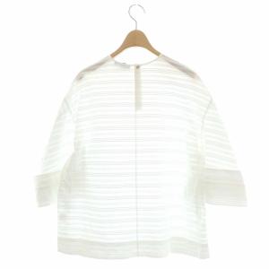 Drawer コットンピンタックショートスリーブブラウス プルオーバー 36 ホワイト