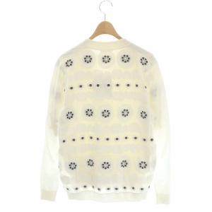 Chloe 刺繍切り替え半袖ニット×カーディガン アンサンブル カットソー 長袖 XS 白 オフホワイト