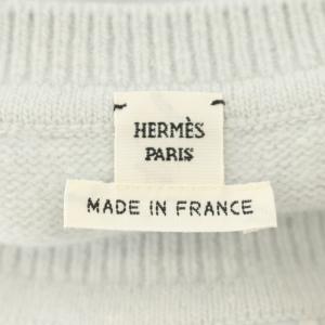 HERMES BRIDES de GALA Love 式典用馬勒 半袖ニット 36 ライトブルー