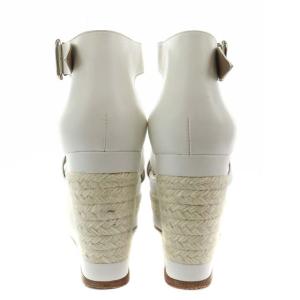 HERMES イラナ ストラップサンダル エスパドリーユ ウェッジソール  37 ホワイト