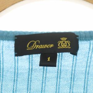 Drawer 16Gカシミヤシルク リブニット プルオーバー セーター 長袖 クルーネック 1 ターコイズ