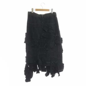 sacai デニムスカート ロング 台形 パッチワーク 2 ブラック