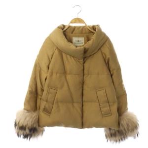 袖ファーショートダウンジャケット 中綿ジャケット 38 ベージュ