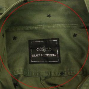 GRACE CONTINENTAL 刺繍アーミージャケット 38 カーキグリーン