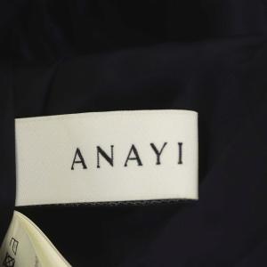 ANAYI クルーネックフレアワンピース 七分袖 ミモレ丈 36 ネイビー