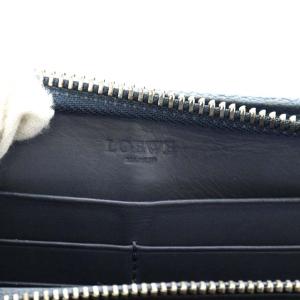 LOEWE アナグラム 長財布 L字ファスナー レザー 牛革 シルバー金具 ネイビー