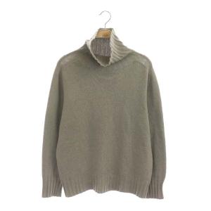 WIDE ROLL NECK ニット セーター 長袖 タートルネック カシミヤ混 2 グレー