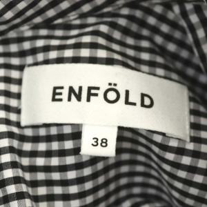 ENFOLD 20SS フロントリボンブラウス ギンガムチェック シャツ チュニック 七分袖 38 ブラック