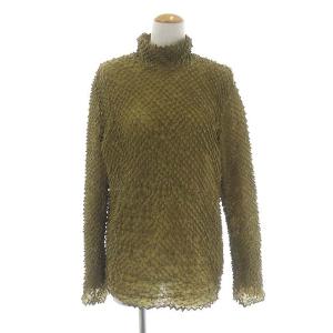 ハイネック加工カットソーブラウス M カーキブラウン