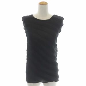 プリーツノースリーブブラウス ブラック