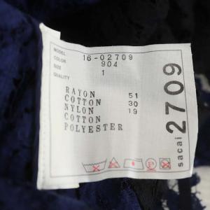 sacai レースブラウス プルオーバー シースルー 長袖 1 ブルー ブラック