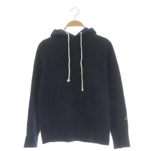 吊裏毛プルオーバーパーカー スウェット カットソー 長袖 フード D刺繍 2 ネイビー