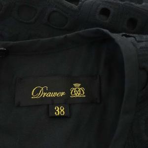 Drawer レースドレスワンピース フレア ロング ノースリーブ 38 黒 ブラック