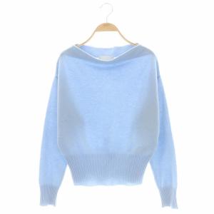 19AW ニット セーター ピュアカシミア オフショル風 長袖 36 ライトブルー
