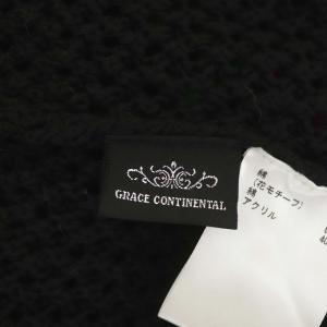 GRACE CONTINENTAL 21AW ニットワンピース ノースリーブ ロング アップリケフラワー クルーネック 36 黒 ブラック