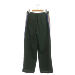 ENFOLD 21AW ドライウール ラインストレートTROUSERS パンツ テーパード ジッパーフライ 36 緑 グレー 赤 青