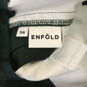 ENFOLD 21AW ドライウール ラインストレートTROUSERS パンツ テーパード ジッパーフライ 36 緑 グレー 赤 青