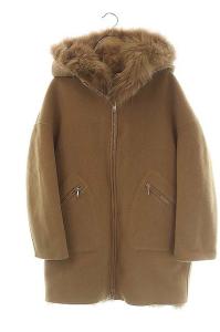 Diagram GRACE CONTINENTAL フォックスファーベスト付 ロングコート フード ジップアップ 36 キャメル