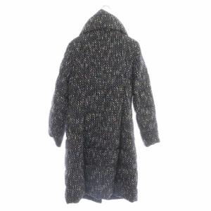 ANAYI ダウンコート アウター ツイード ジップアップ ロング ビッグカラー 38 マルチカラー