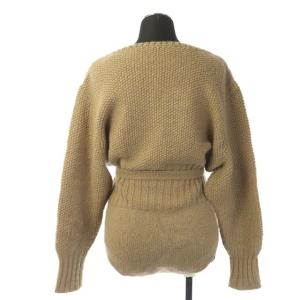 JUN MIKAMI ボディスーツニット 長袖 ベルト付き ベビーアルパカ混 キャメル