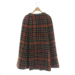 GRACE CONTINENTAL チェックツイードポンチョ ジャケット アウター ロング ウール 36 マルチカラー