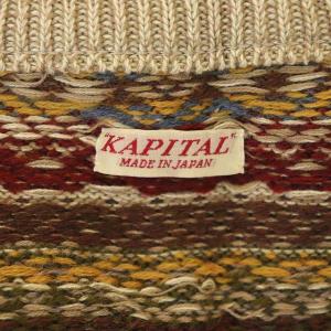 KAPITAL 7Gウール フェアアイル 深Vネックセーター S ベージュ