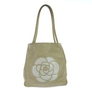CHANEL カメリア トートバッグ レザー ベージュ 